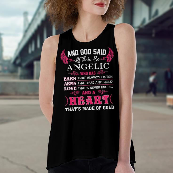 Angelic Name Gift And God Said Let There Be Angelic Women's Loose Fit Open Back Split Tank Top