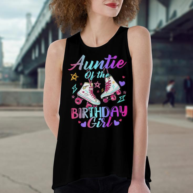 Auntie Of The Birthday Girl Rolling Birthday Roller Skates Women's Loose Fit Open Back Split Tank Top