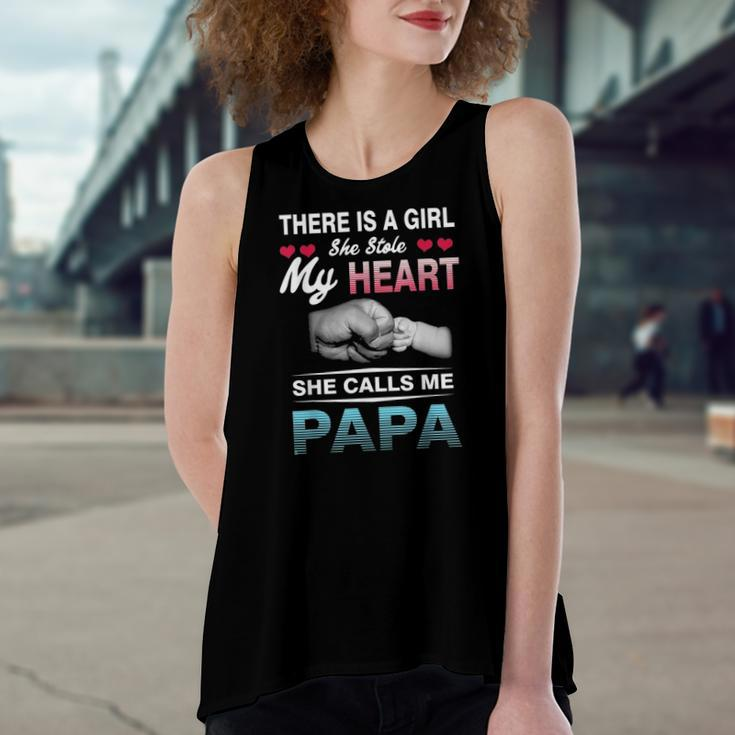 Family 365 There Is A Girl She Stole My She Calls Me Papa Women's Loose Tank Top