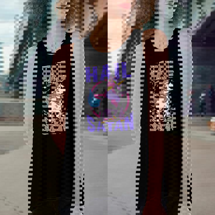 Hail Satan Unicorn Rainbow Satanic Heavy Metal Pun Women's Loose Tank Top