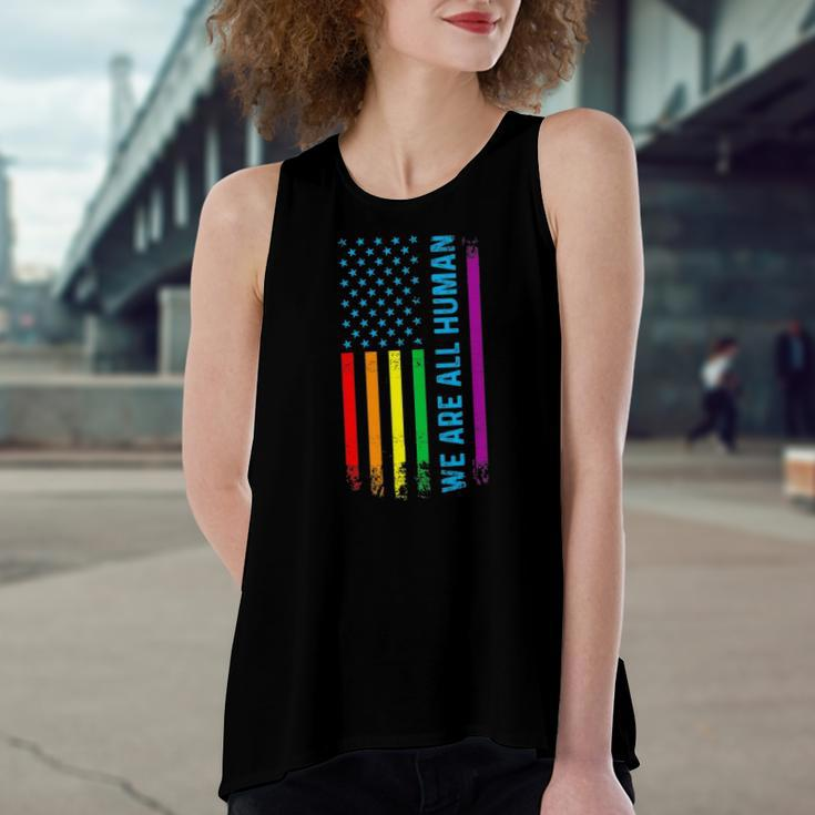 We Are All Human Lgbt Lgbtq Gay Pride Rainbow Flag Women's Loose Tank Top