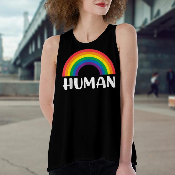 Human Rainbow Lgbt Pride Homo Lesbian Pride Women's Loose Fit Open Back Split Tank Top