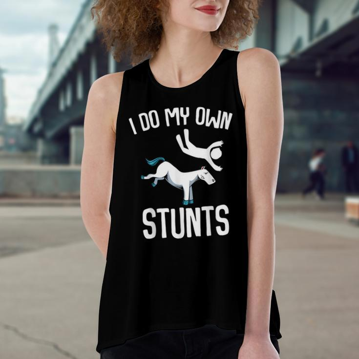 I Do My Own Stunts Get Well Funny Horse Riders Animal Women's Loose Fit Open Back Split Tank Top