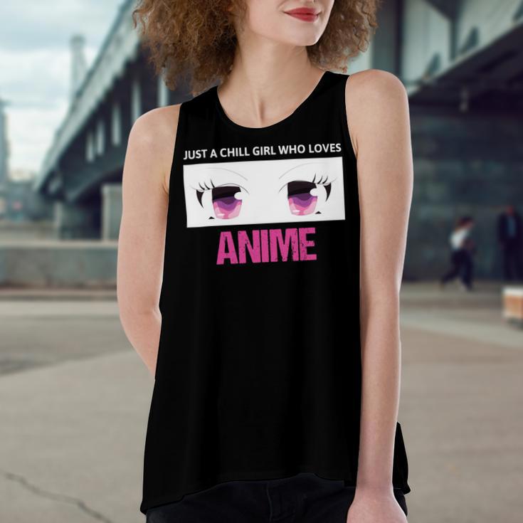 Just A Girl Who Loves Anime Chill Anime Girl Women's Loose Fit Open Back Split Tank Top