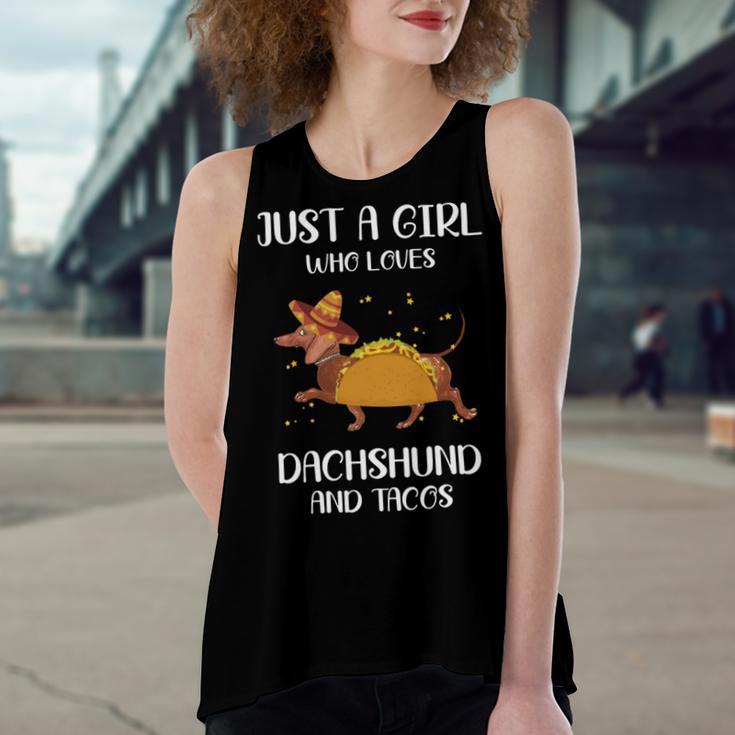 Just A Girl Who Loves Dachshund And Tacos For Dachshund Lovers Women's Loose Fit Open Back Split Tank Top