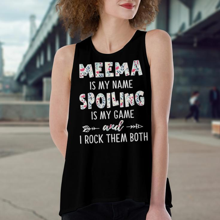 Meema Grandma Gift Meema Is My Name Spoiling Is My Game Women's Loose Fit Open Back Split Tank Top