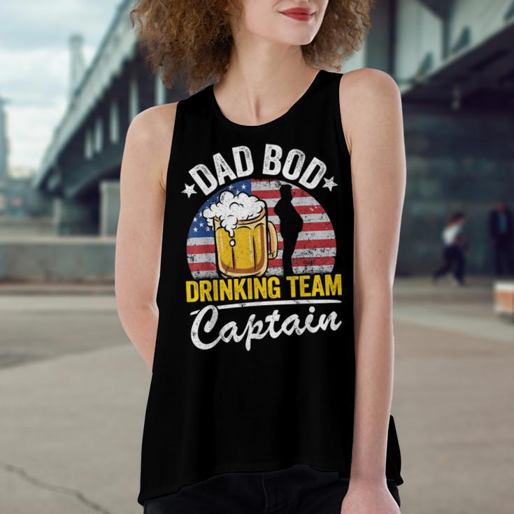 Mens Dad Bod Drinking Team Captain American Flag 4Th Of July Beer Women's Loose Fit Open Back Split Tank Top