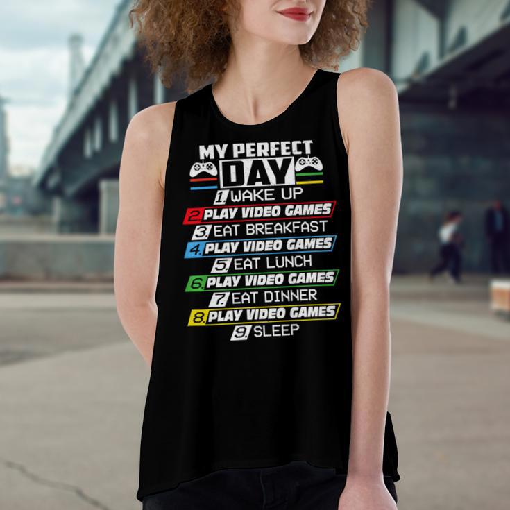 My Perfect Day Video Games Funny Cool 554 Shirt Women's Loose Fit Open Back Split Tank Top