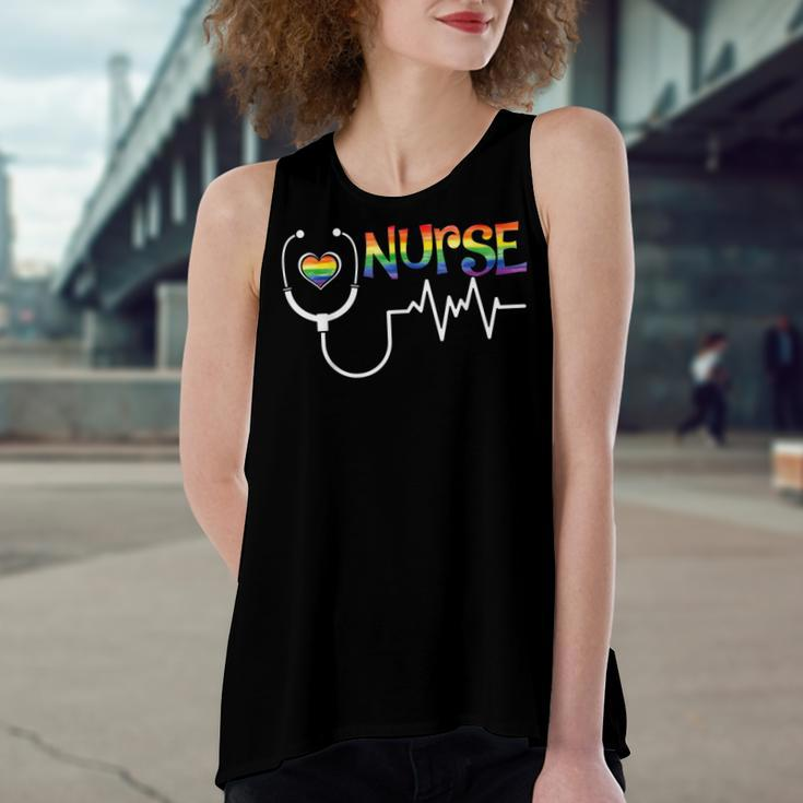 Nurse Rainbow Flag Lgbt Lgbtq Gay Lesbian Bi Pride Ally Women's Loose Tank Top