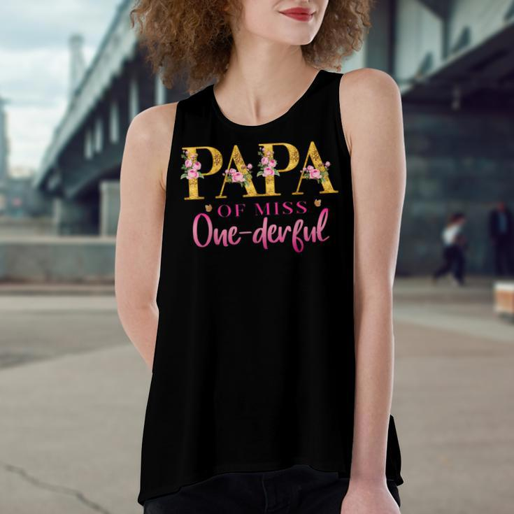 Papa Of Miss One Derful 1St Birthday Party First One-Derful Women's Loose Fit Open Back Split Tank Top
