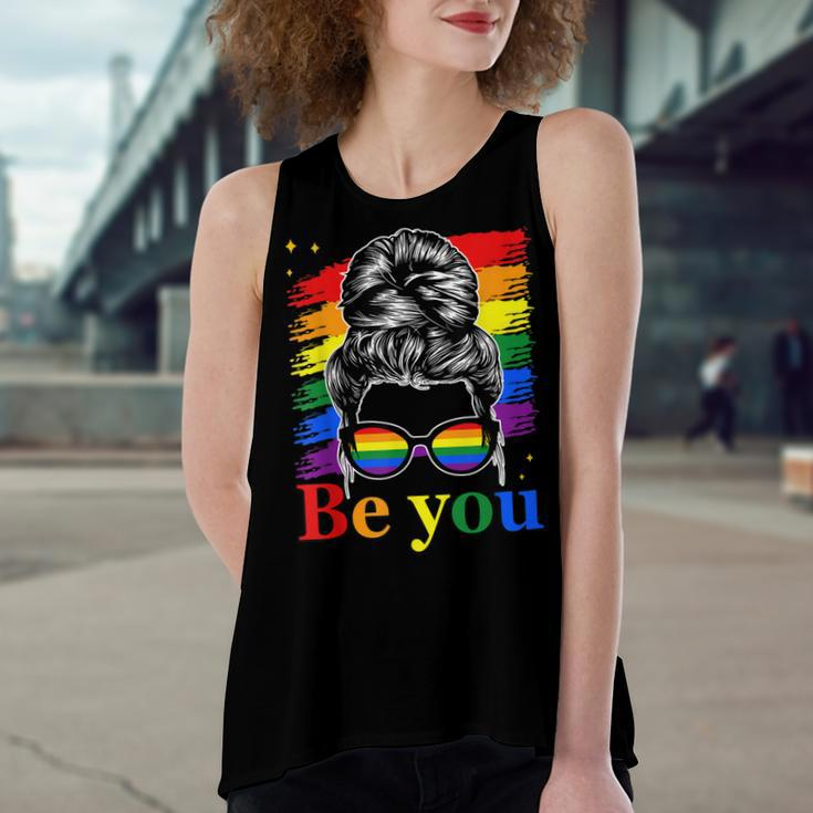 Be You Pride Lgbtq Gay Lgbt Ally Rainbow Flag Woman Face Women's Loose Tank Top