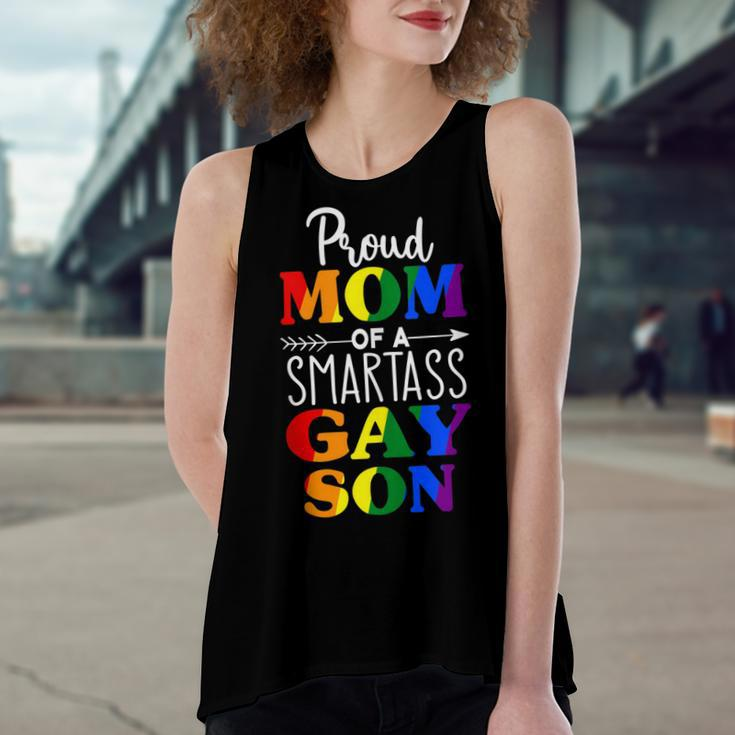Proud Mom Of A Smartass Gay Son Funny Lgbt Ally Mothers Day Women's Loose Fit Open Back Split Tank Top