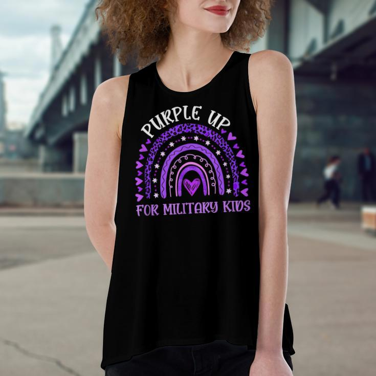 Purple Up For Military Kids Rainbow Military Child Month V2 Women's Loose Fit Open Back Split Tank Top