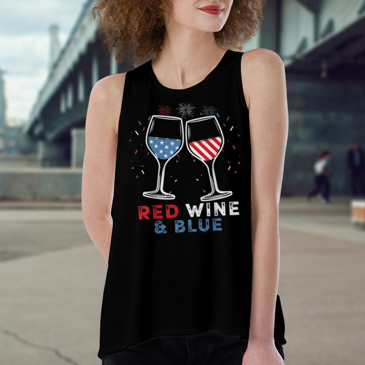 Red Wine And Blue Funny 4Th Of July Wine Lover Patriotic Women's Loose Fit Open Back Split Tank Top