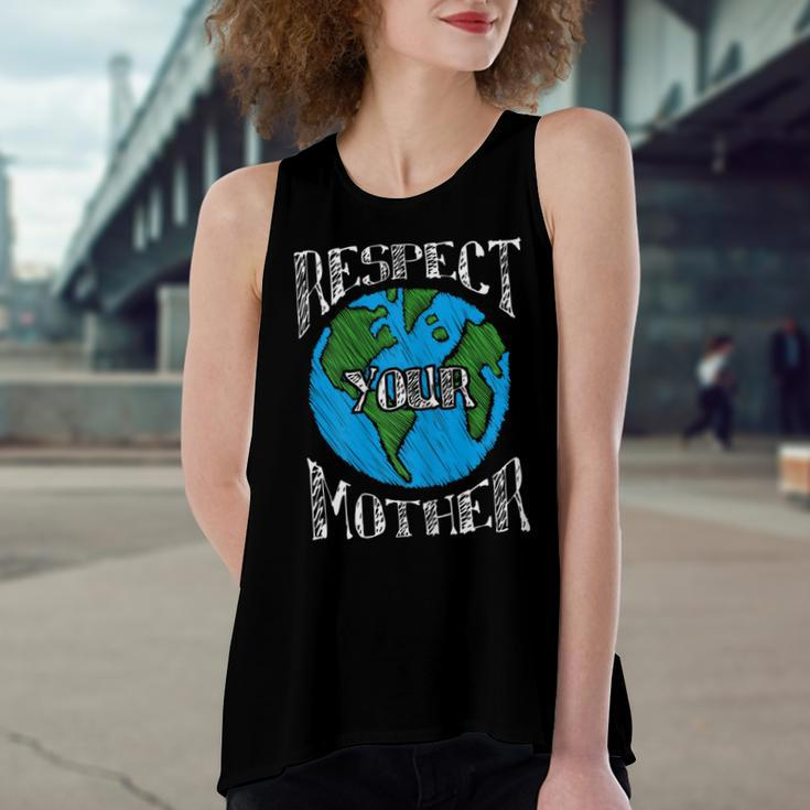 Respect Mother Planet Earth Day Climate Change Cute Women's Loose Fit Open Back Split Tank Top