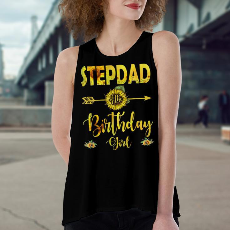 Stepdad Of The Birthday Girl Dad Sunflower Gifts Women's Loose Fit Open Back Split Tank Top