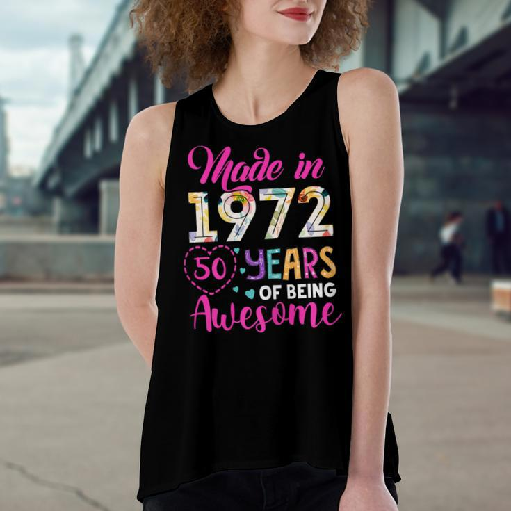 Womens 50 Year Of Being Awesome Made In 1972 Birthday Gifts Vintage Women's Loose Fit Open Back Split Tank Top