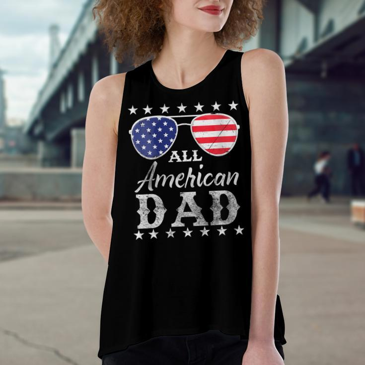 Womens All American Dad Fathers Men Patriotic 4Th Of July Women's Loose Fit Open Back Split Tank Top