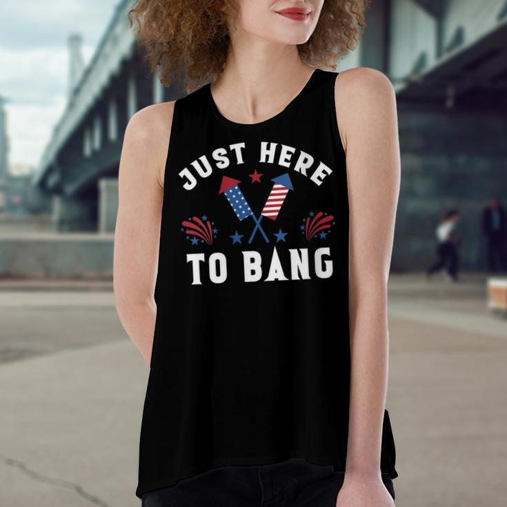 Womens Fourth Of July 4Th Of July Im Just Here To Bang Funny Women's Loose Fit Open Back Split Tank Top