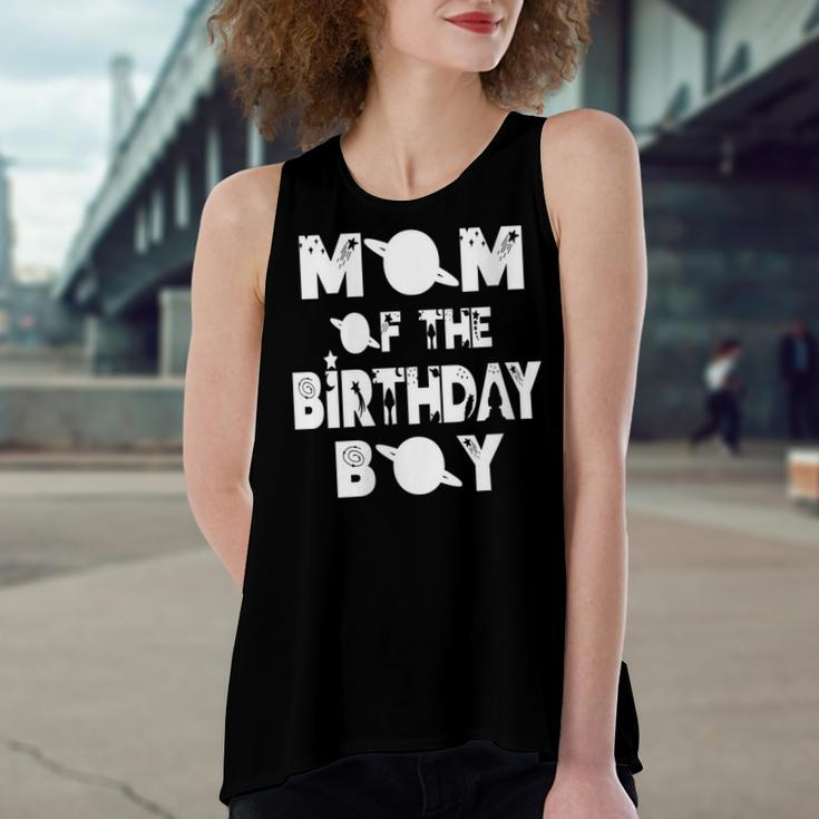 Womens Mom Of The Birthday Astronaut Boy And Girl Space Theme Women's Loose Fit Open Back Split Tank Top