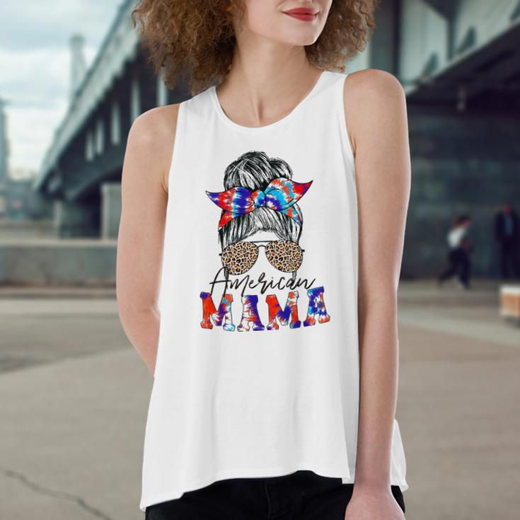 American Mama Usa Patriot Flag Tie Dye 4Th Of July Messy Bun Women's Loose Tank Top