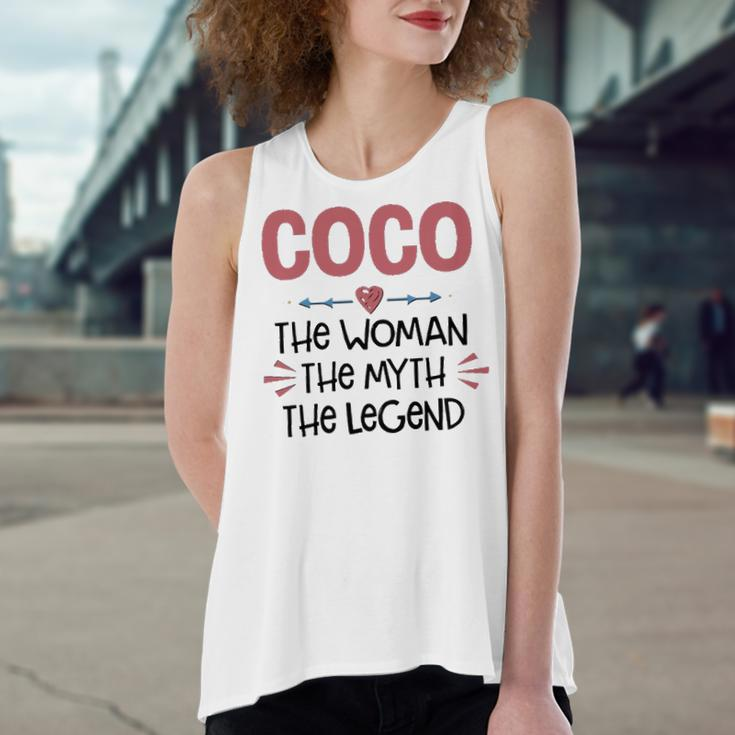 Coco Grandma Gift Coco The Woman The Myth The Legend Women's Loose Fit Open Back Split Tank Top