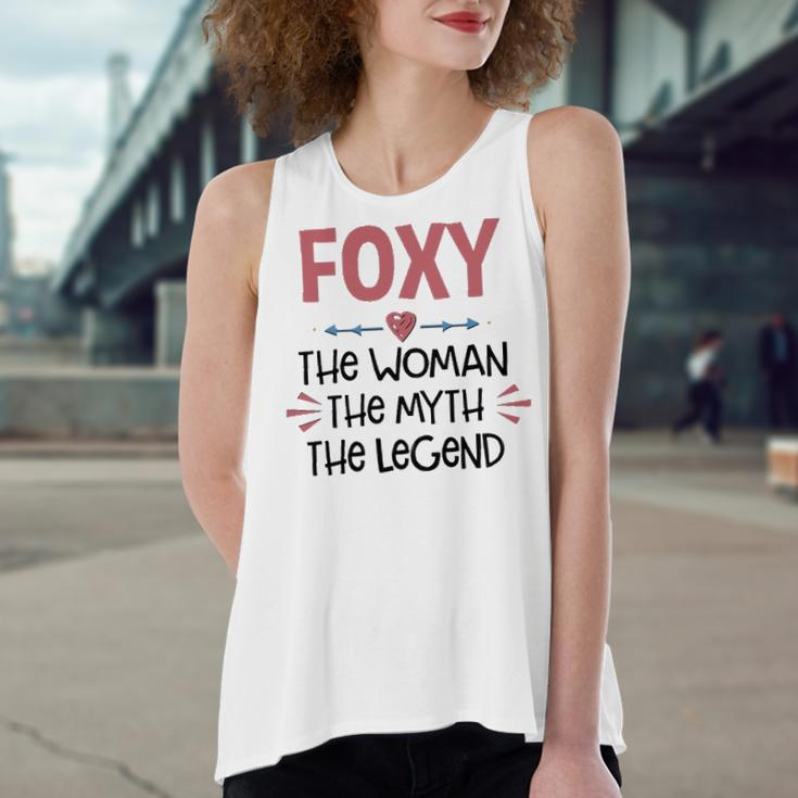 Foxy Grandma Gift Foxy The Woman The Myth The Legend Women's Loose Fit Open Back Split Tank Top