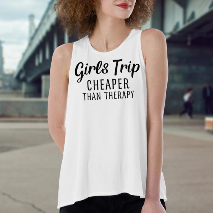 Girls Trip Cheaper Than Therapy Women's Loose Fit Open Back Split Tank Top