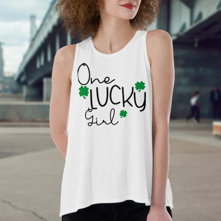 One Lucky Girl Funny St Patrick Day Women's Loose Fit Open Back Split Tank Top