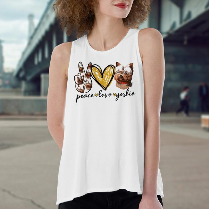 Peace Love Yorkie Dog Lovers Yorkshire Terrier Dad Mom Women's Loose Tank Top