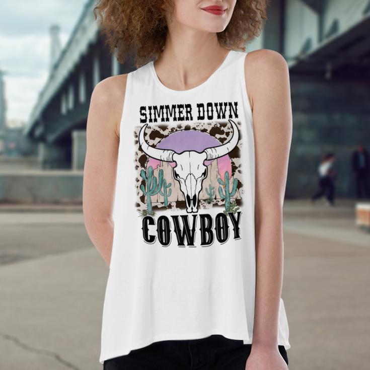 Simmer Down Cowboy Western Style Gift Women's Loose Fit Open Back Split Tank Top