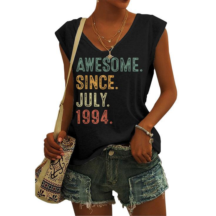 28 Yr Old 28Th Birthday Decorations Awesome Since July 1994 Women's Vneck Tank Top