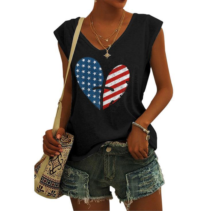 4Th Of July Faith Family Freedom American Flag Patriotic Women's Vneck Tank Top