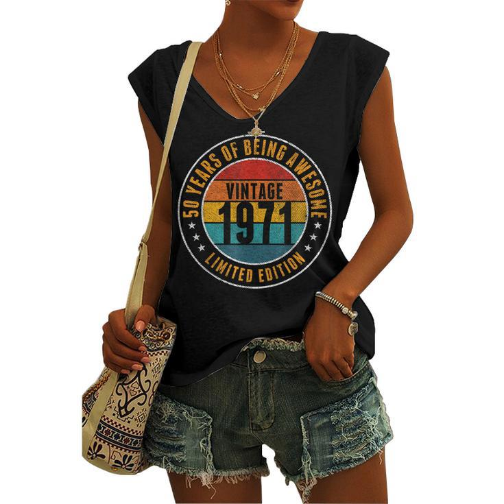 50 Year Old Vintage 1971 Limited Edition 50Th Birthday Women's Vneck Tank Top
