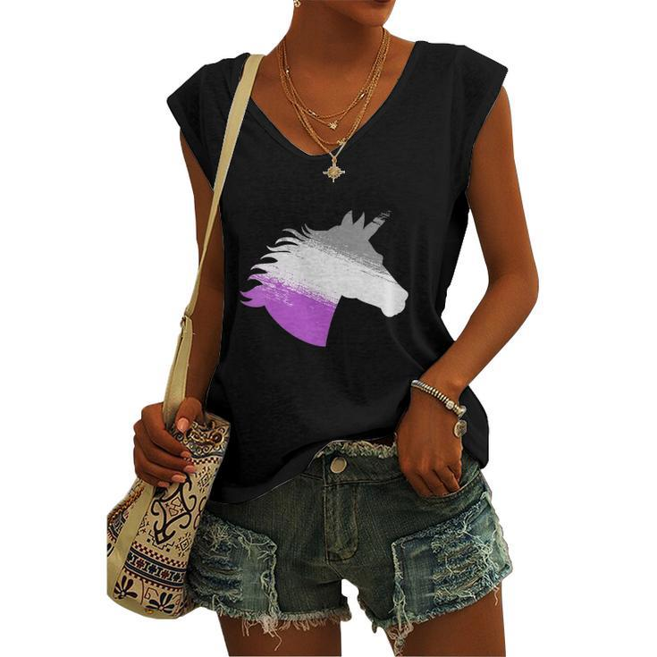 Ace Asexual Unicorn Lgbt Pride Stuff March Pride Month Women's V-neck Tank Top