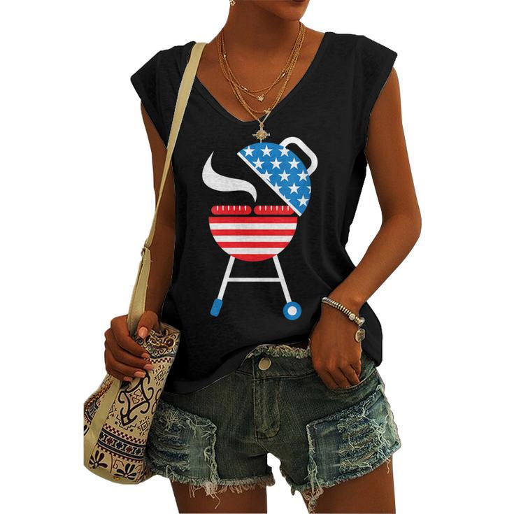 Womens America Barbeque 4Th Of July Usa Flag Merica Dad Women's Vneck Tank Top