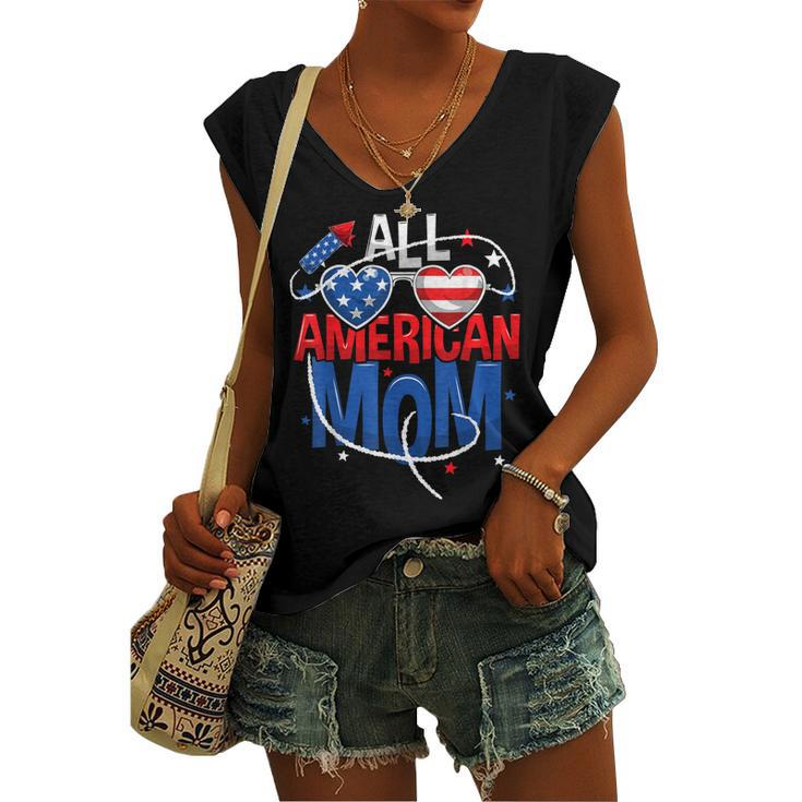 All American Mom 4Th Of July Mothers Women Mommy Family Women's Vneck Tank Top