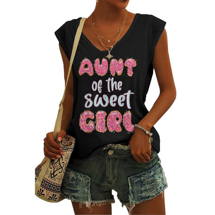 Aunt Of The Sweet Girl Donut Birthday Party Outfit Family Women's Vneck Tank Top