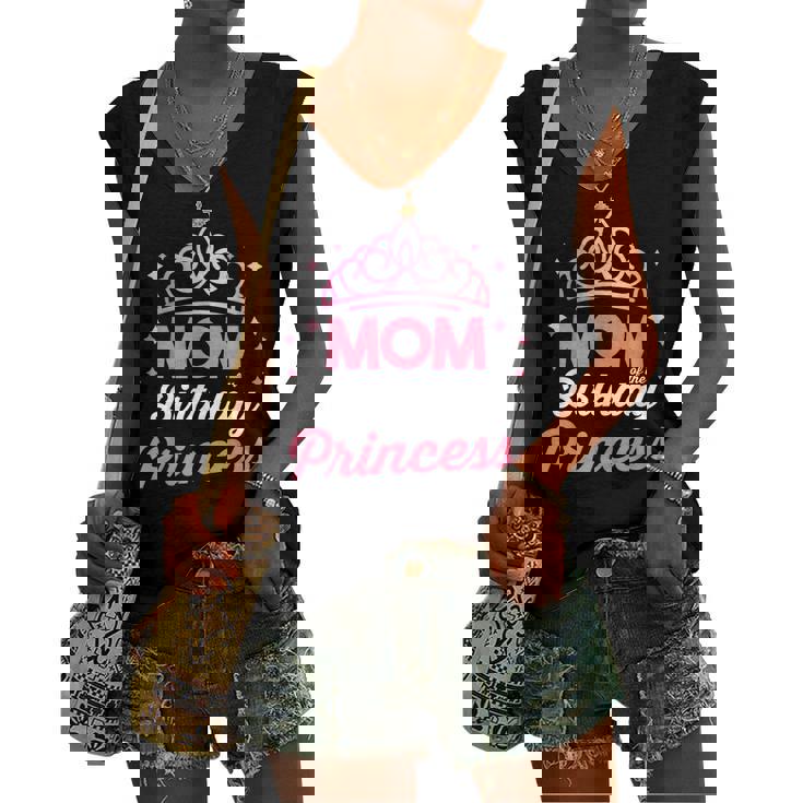 Bday Girl Family Matching Mom Of The Birthday Princess Women's Vneck Tank Top
