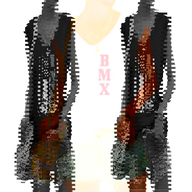 Bmx American Flag Patriotic Bike Boys Women's V-neck Tank Top