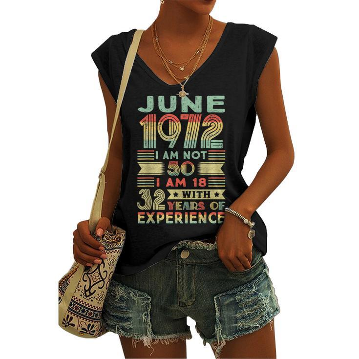 Born June 1972 50Th Birthday Made In 1972 50 Year Old Women's Vneck Tank Top