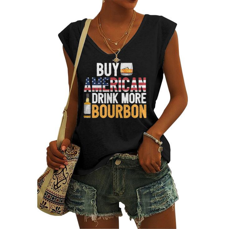Buy American Drink More Bourbon Whiskey Drinking Women's V-neck Tank Top