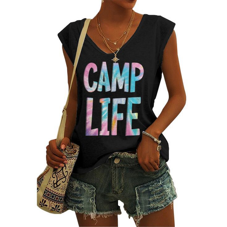 Camp Life Tie-Die Summer Top For Girls Summer Camp Tee Women's V-neck Tank Top