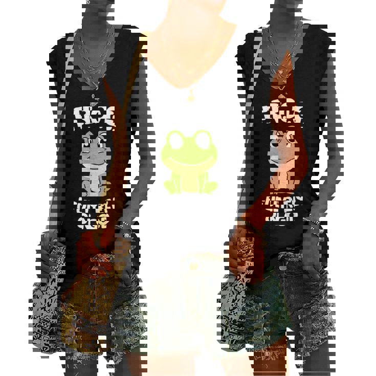 Cute Frog Fully Rely On God Christian Frog Women's V-neck Tank Top