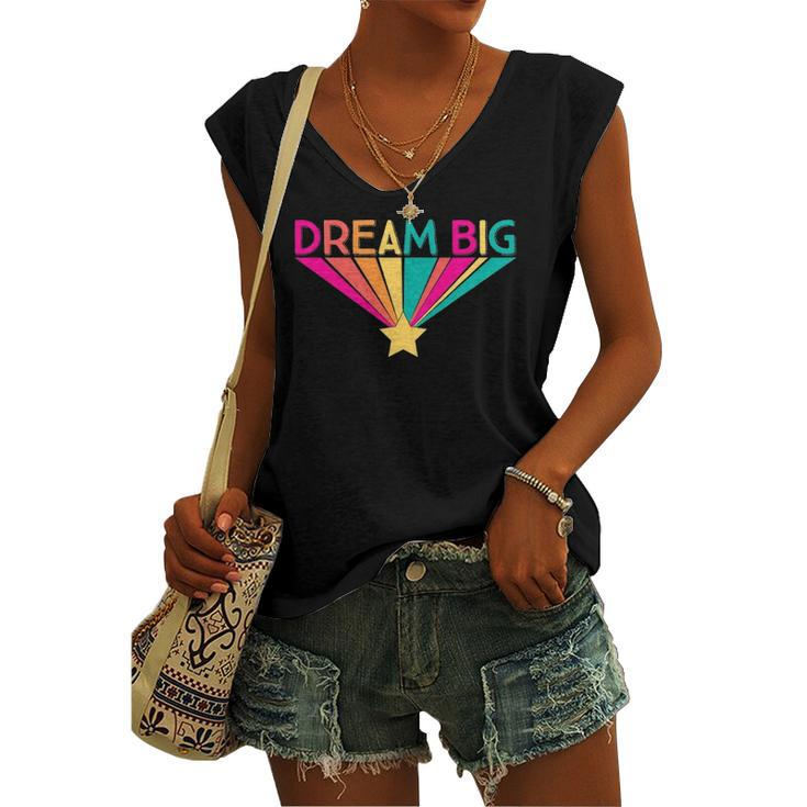 Dream Big Graphic Slogan Rainbow Girls Women's V-neck Tank Top