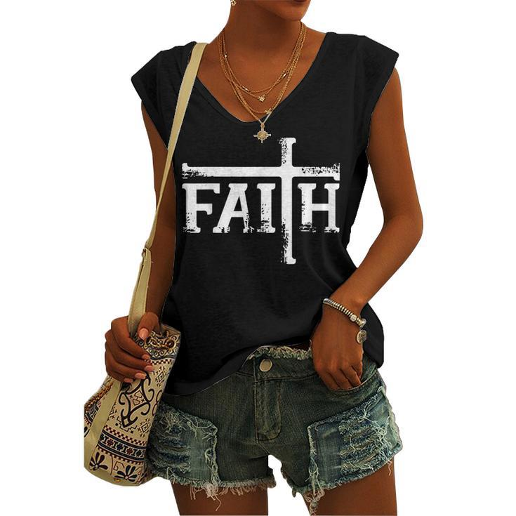 Faith Cross Christian T For Men Women Kids Women's Vneck Tank Top