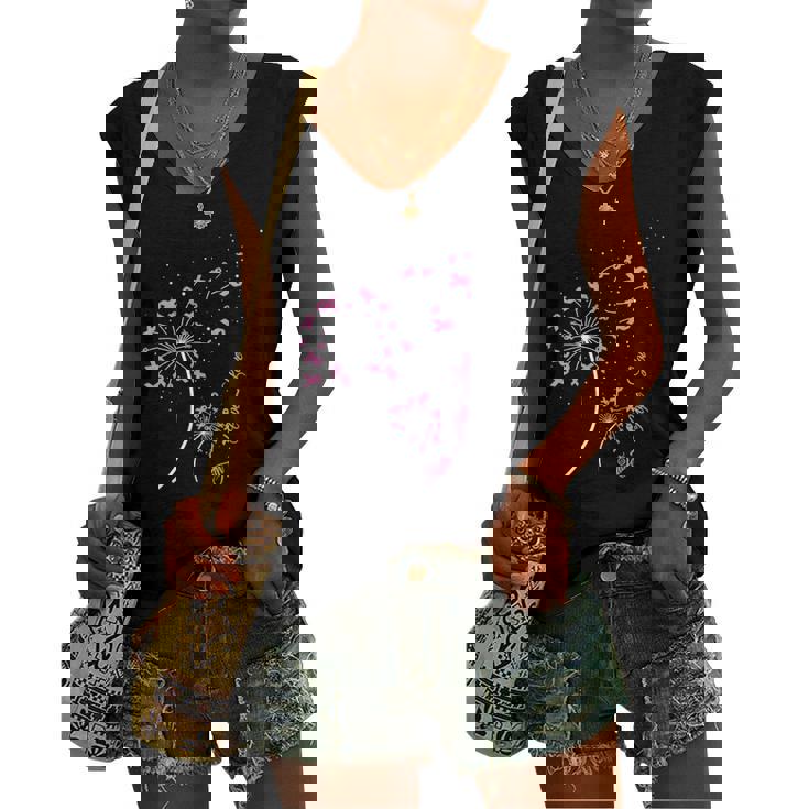 Faith Hope Love Breast Cancer Dandelion Flower Breast Cancer Women's V-neck Tank Top