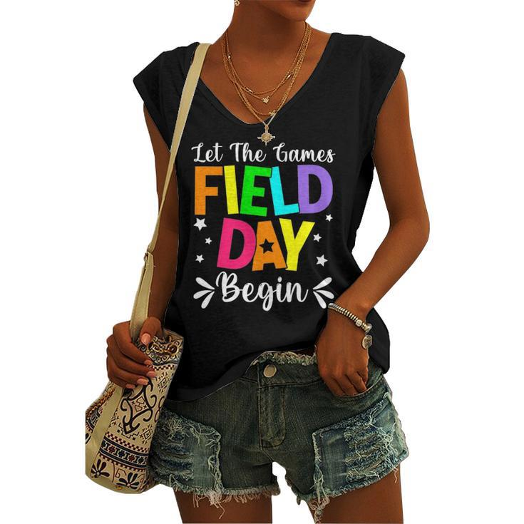Field Day Let The Games Begin Boys Girls Teacher Women's V-neck Tank Top