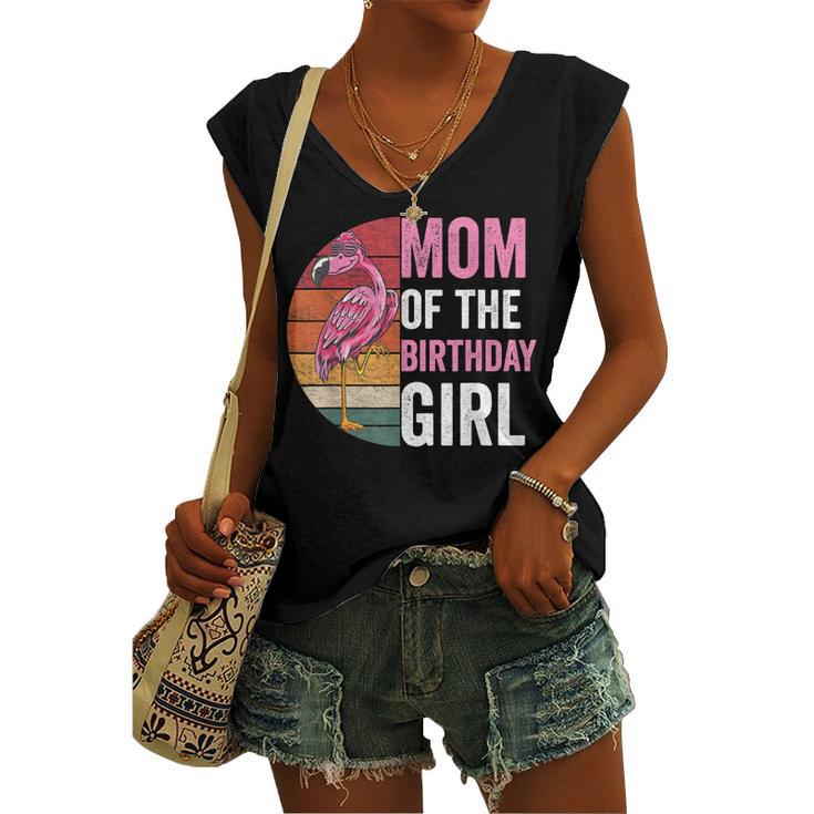 Flamingo Mom Of The Birthday Girl Matching Birthday Outfit Women's Vneck Tank Top