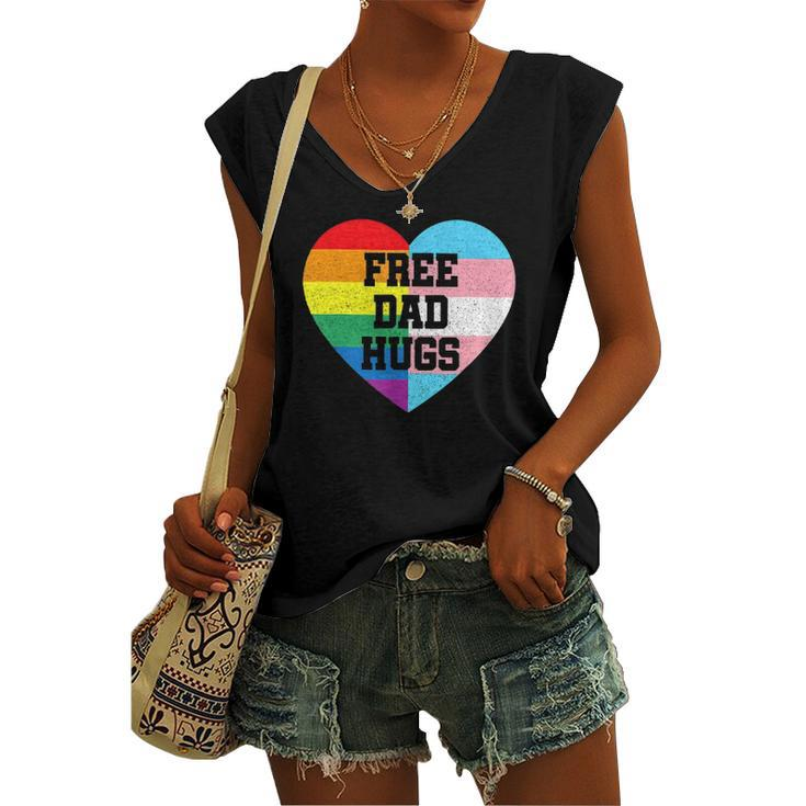 Free Dad Hugs Lgbt Pride Supporter Rainbow Heart For Father Women's V-neck Tank Top